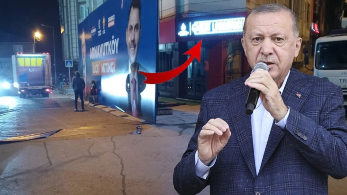 Cumhurbaşkanı Erdoğan'ın ilçedeki mitingi öncesi 'Kent Lokantası' dev afişle kapatıldı